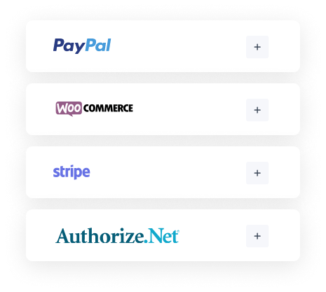 Stylized image with the payment methods Formidable Forms supports.