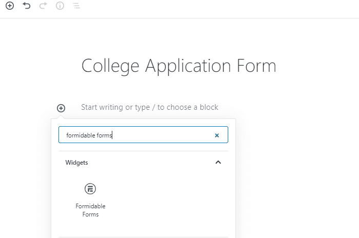 add formidable forms block