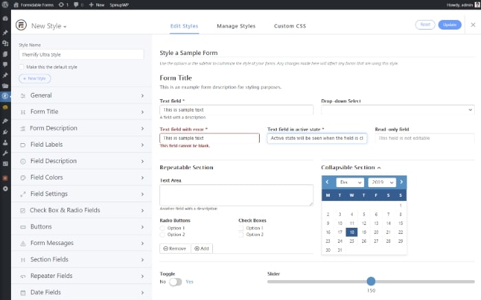 Access the WordPress form styler