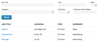 Job Listings demo